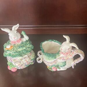 Colorful Bunny Ceramic Creamer & Sugar set